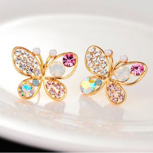 Skycosa.com 18k Gold Plated Butterfly Stud Earrings